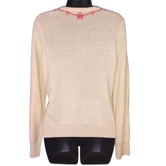 LUCKY Brand Embroidered Beaded Cardigan Beige Small - Picture 3 of 7